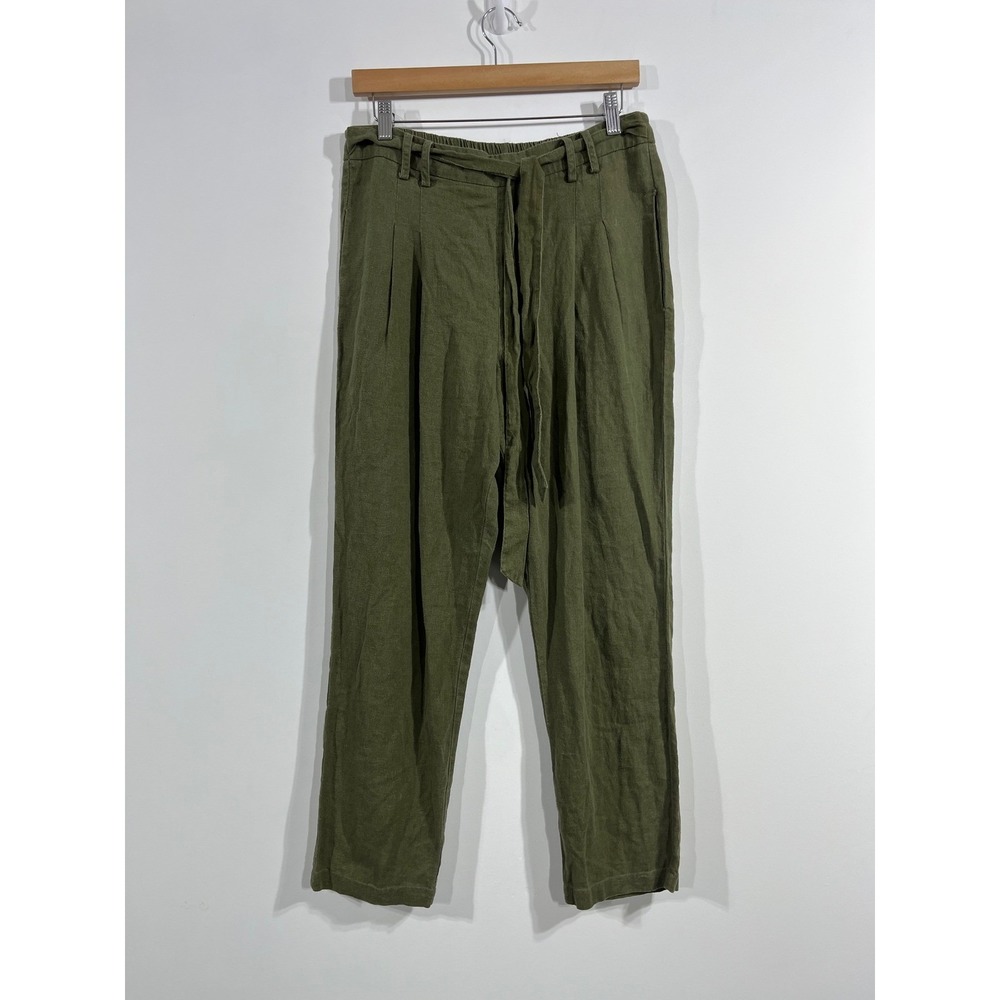 Love Tree Fisherman Granola Linen Blend Preppy Boho Pleated Pants Womens Medium